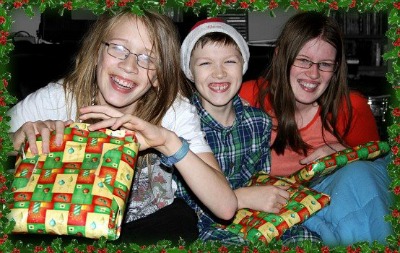 Here are my three children on Christmas morning.